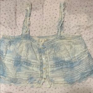 LoveShackFancy Blue and White Top